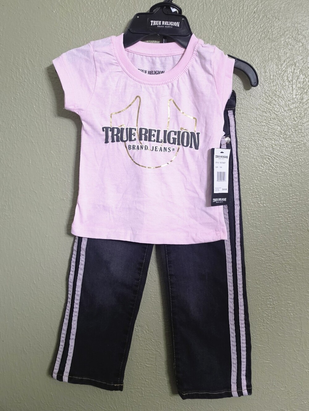 True Religion Pink Top with Faded Black Jeans